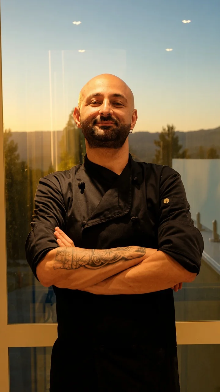 Event photo: a chef from the Bora team in a black chef jacket
