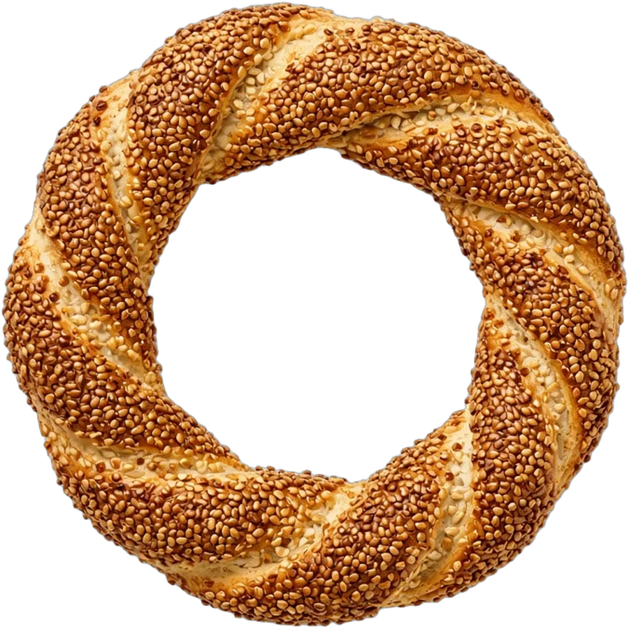 Illustration: a sesame simit, seen from above
