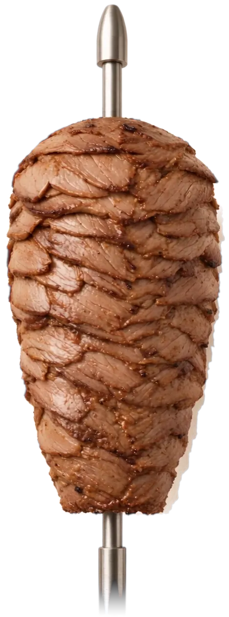 Illustration of a beef döner spit